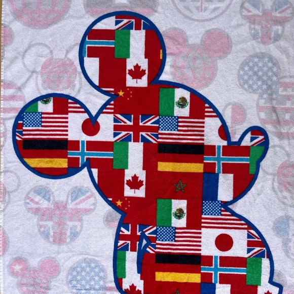 MICKEY MOUSE EPCOT INTERNATIONAL FLAGS WALT DISNEY WORLD Soft Beach Towel - Picture 2 of 7